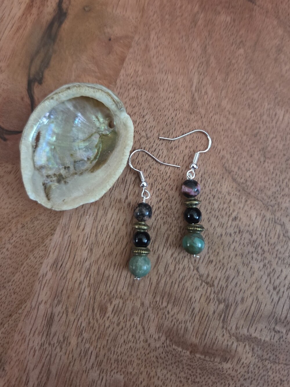 Bohemian Fairy Green Black Pink Gemstone Beaded Dangle Earrings Whisical Gift